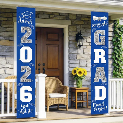 🎓Class of 2026 Graduation Banner | Congrats Grad Front Door Porch Decor for Graduation Party (✨Set of 2)