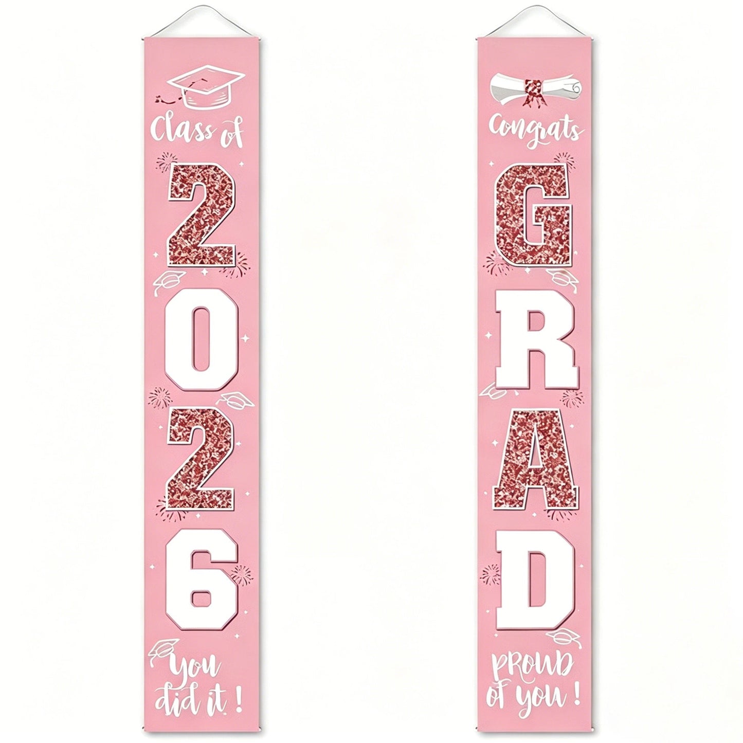 🎓Class of 2026 Graduation Banner | Congrats Grad Front Door Porch Decor for Graduation Party (✨Set of 2)