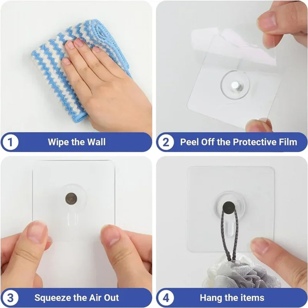 🎁Adhesive Screw Hooks - No Drill, No Damage, Holds 5kg | Wall, Tile & Glass