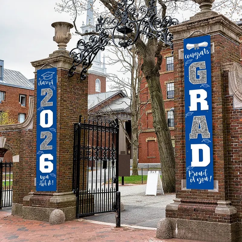 🎓Class of 2026 Graduation Banner | Congrats Grad Front Door Porch Decor for Graduation Party (✨Set of 2)