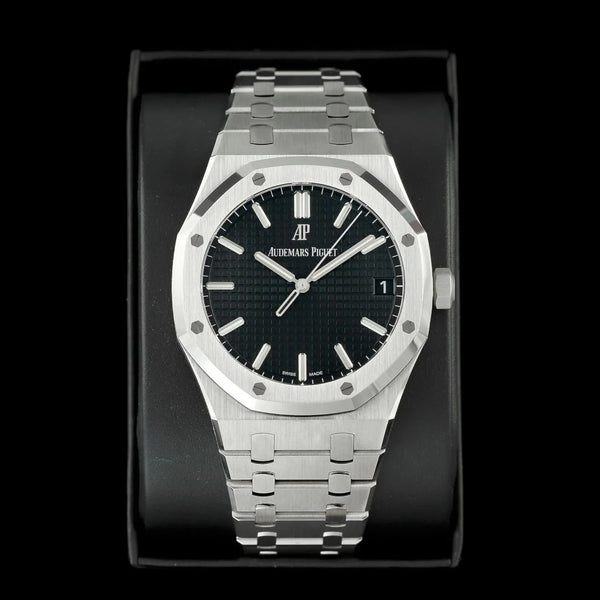 Luxury Octagonal Dial Stainless Steel Watch for Men – Black Textured Dial, Quartz Movement, Premium Designer Style Wristwatch