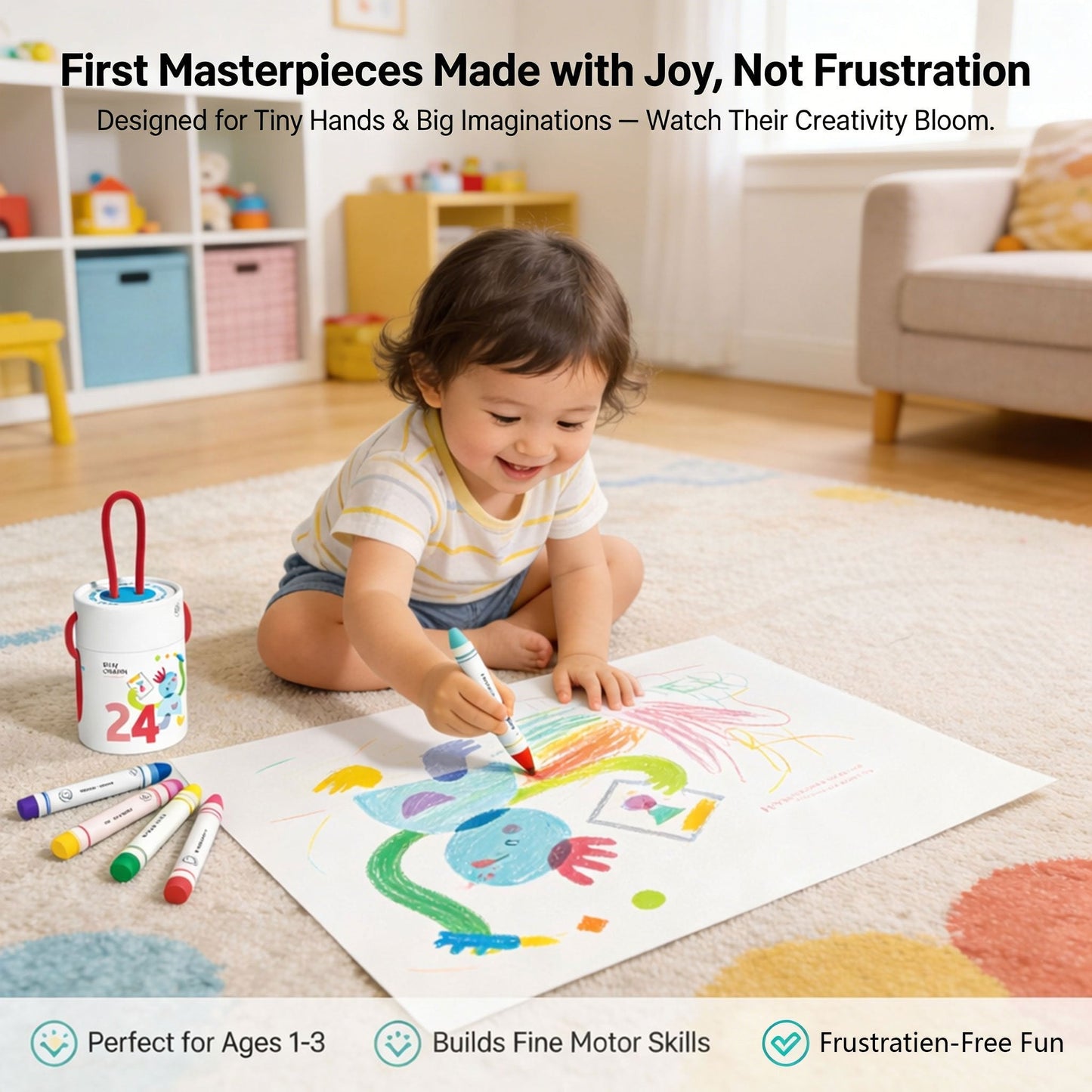 Non-Toxic Mess-Free Washable Twist Crayons for Toddlers🖍️✨